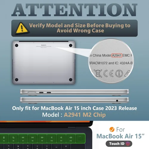 Vista 2 de Timecity Funda para MacBook Air de 15 pulgadas, funda para MacBook Air de 15.3 pulgadas con chip M2 (A2941) versión 2023: con soporte, protección