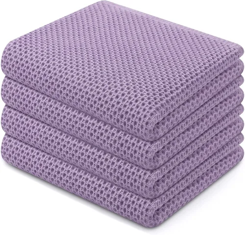 Vista 374 de Homaxy Paños de cocina de 100% algodón con tejido de gofre, ultra suaves, absorbentes, de secado rápido, 12 x 12 pulgadas, paquete de 6, amarillo