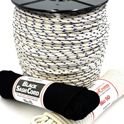 Vista 5 de GREAT WHITE BLUTRACE® SASH - Cordón #10 fabricado en Estados Unidos, 5/16 pulgadas x 100 pies, banda de algodón, amarre para campamento, tendedero