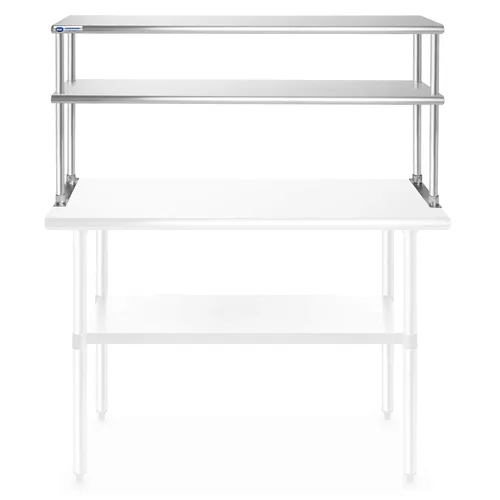 Vista 5 de GRIDMANN NSF Estante comercial de acero inoxidable de 2 niveles con sobre-estante doble de 48 pulgadas x 12 pulgadas para mesa de preparación