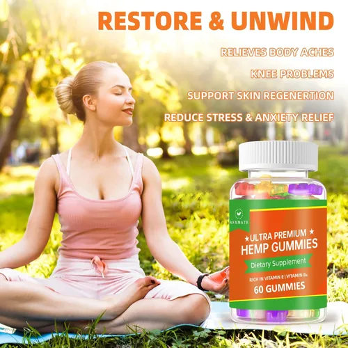 Vista 3 de Gomitas de cáñamo, gomitas comestibles frutales avanzadas, 100% naturales de extracto de semillas de cáñamo de alta potencia, 120 gomitas