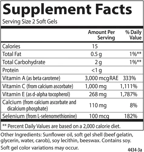Vista 4 de Carlson - ACES, vitaminas A, C, E + selenio, salud celular y apoyo inmunológico, antioxidante, 300 cápsulas blandas