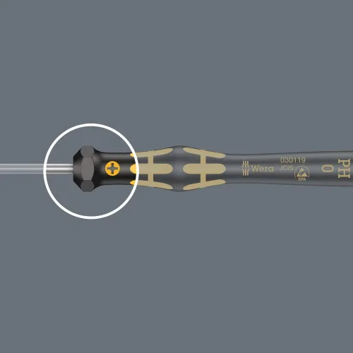 Vista 6 de Wera 05030117001 1550 PH ESD Kraftform Micro destornillador para tornillos Phillips, PH 0.000 x 1.575 in