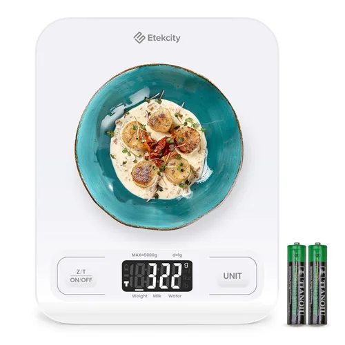 Vista 18 de Etekcity - Báscula de cocina digital de 22 lb, pesa gramos y onzas - Herramienta recargable e impermeable para pérdida de peso, cocina, repostería