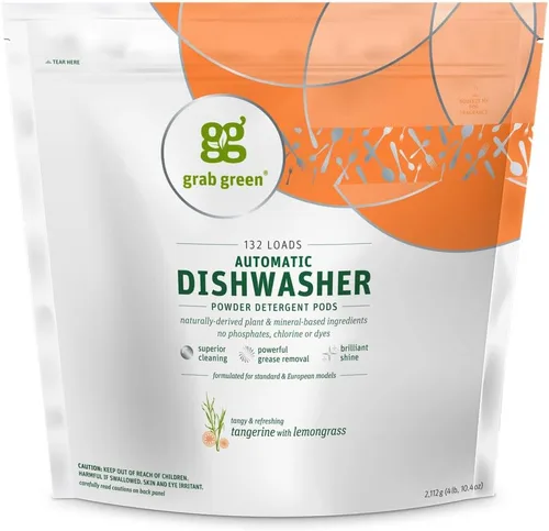 Vista 14 de Grab Green Cápsulas de detergente automático para lavavajillas, 24 unidades, aroma a hierba de limón mandarina, a base de plantas y minerales