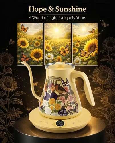 Vista 3 de Olumaramio Hervidor eléctrico de cuello de cisne de 0.8L/27 onzas, control de temperatura preciso de ± 1 ℉ para verter sobre café y té