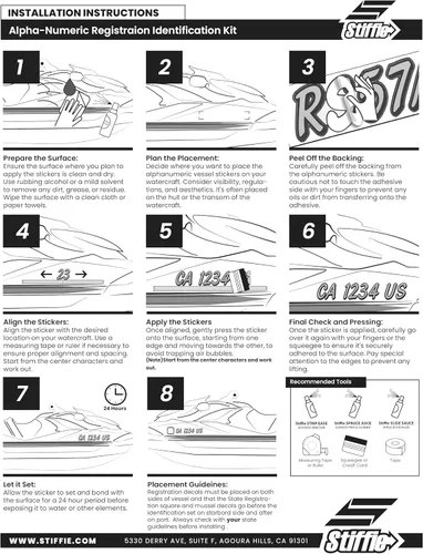 Vista 7 de STIFFIE Techtron - Calcomanías de identificación alfanuméricas, adhesivos de números de registro para barcos y embarcaciones personales