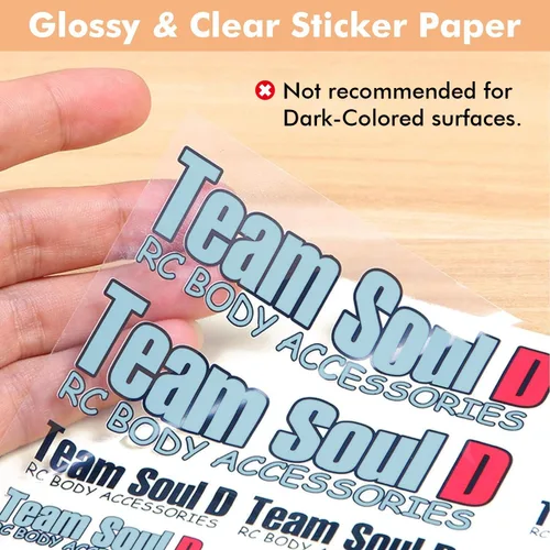 Vista 2 de A-SUB Papel adhesivo transparente para impresoras de inyección de tinta, papel adhesivo de vinilo imprimible translúcido impermeable – 50 hojas