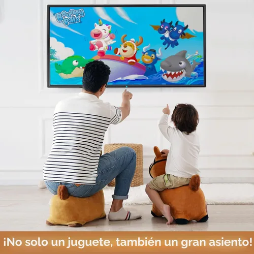 Vista 6 de Hopping Horse, iPlay, iLearn caballo saltarín, inflable, juguetes de felpa de caballo para cabalgar, con bomba (marrón)