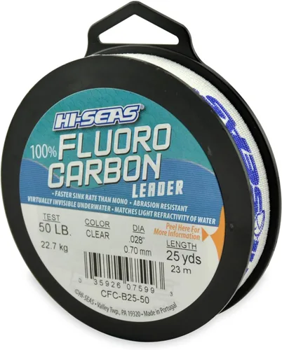 Vista 17 de HI-SEAS Líder de línea de pesca 100% fluorocarbono, líder invisible transparente, indetectable para peces, hundimiento rápido, 6 libras a 400 libras