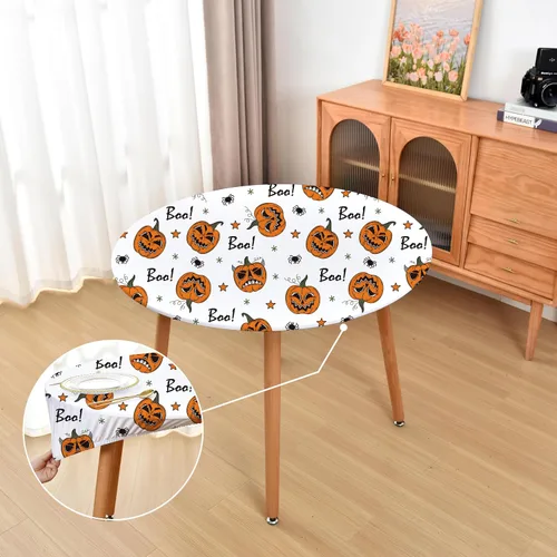 Vista 86 de Mantel ajustado blanco con elástico para mesas plegables de 48x48 pulgadas, manteles lavables y elásticos de elastano para mesas de cartas, manteles