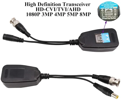 Vista 4 de Video Balun Transmisor Transceptor RJ45 a BNC HD-CVI/TVI/AHD/CVBS con conector de alimentación CC para 1080P 3MP 4MP 5MP 8MP CCTV Sistema de cámaras