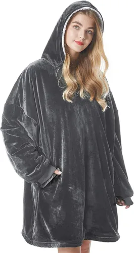 Vista 9 de Felicigeely Blanket Hoodie Wearable Blanket Sweatshirt Oversized Hooded Blanket Sweater Gift for Women