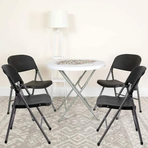 Vista 5 de Flash Furniture HERCULES Series Silla plegable de plástico negro con marco de carbón de 330 libras