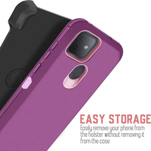 Vista 3 de Funda protectora híbrida para T-Mobile Revvl 4 Plus Revvl 4+ a prueba de golpes con soporte de pantalla integrado y clip para cinturón, funda