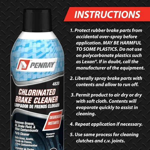 Vista 6 de Penray 4820-12PK Limpiador de frenos clorado – lata de aerosol de 19 onzas, caja de 12