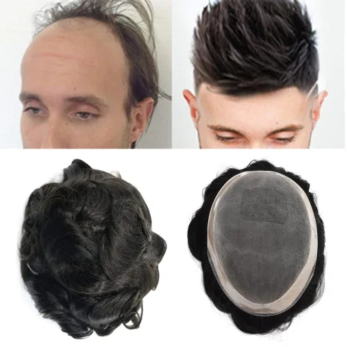 Vista 8 de Toupee - Sistema de reemplazo de piezas de cabello humano real, unidades de cabello humano real, parche de cabello tipo tupé, pieza de cabello