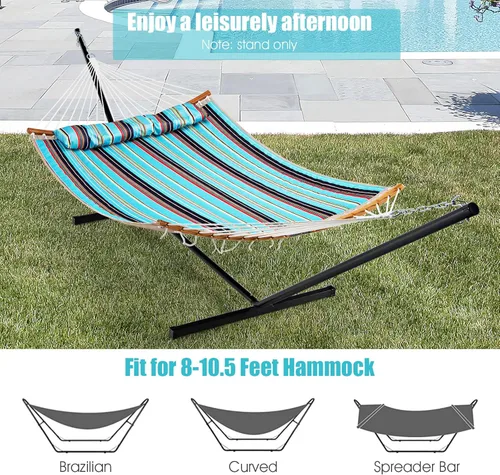 Vista 7 de Happygrill Soporte de hamaca ajustable, marco de hamaca de acero resistente para sillas colgantes de 8 a 10.5 pies, soporte de hamaca portátil