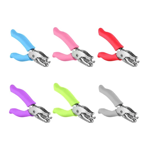 Vista 13 de Enday - Perforadora perforadora de agujeros de 1/4 pulgadas con asas de agarre suave para papel y manualidades, forma de círculo redondo, para niños