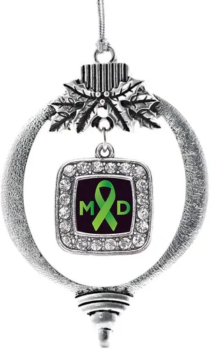 Vista 231 de Inspired Silver - Mis iniciales - Adorno con dije de letra S - Adornos navideños cuadrados de plata con joyas de circonita cúbica