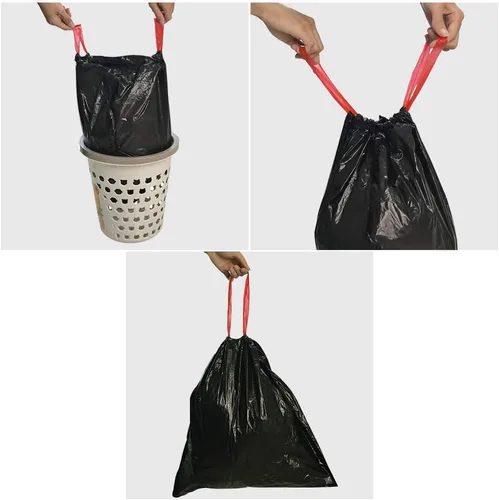 Vista 4 de Bolsas de basura pequeñas con cordón de 1.5 galones, 210 unidades, color negro