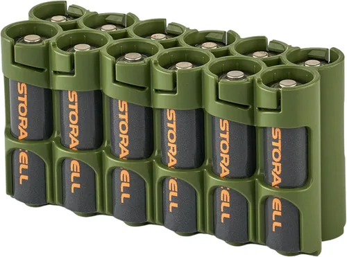 Vista 12 de Soporte para 12 baterías Storacell, AA Powerpax, color amarillo.