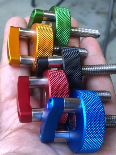 Vista 4 de ROCKWORKX Billet Tornillo de pulgar de aluminio duro de extracción rápida, anillo en D integrado, compatible con Jeep Wrangler JK 2007-20018, JL