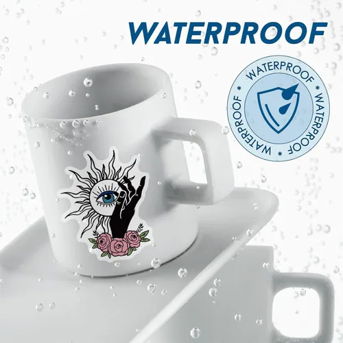 Vista 6 de MiStar 64 unidades de calcomanías de brujería, calcomanías estéticas para Kindle, botellas de agua, portátil, cuaderno, calcomanías impermeables