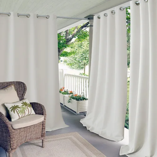 Vista 17 de Elrene Home Fashions Panel de cortina de ventana con ojales y protección UV para interiores y exteriores
