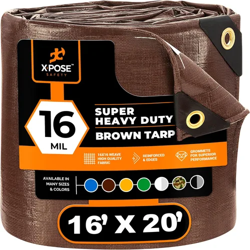 Vista 36 de Xpose Safety - Lona protectora de polietileno de 4 x 20 pies, 16 mil o 0.4mm de grosor, resistente y reforzada para evitar desgarros, resistente a