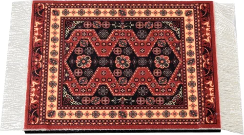 Vista 4 de Juego de 4 posavasos turcos, tapetes de bebida estilo alfombra con flecos, parte trasera antideslizante, acento decorativo para el hogar Accesorio