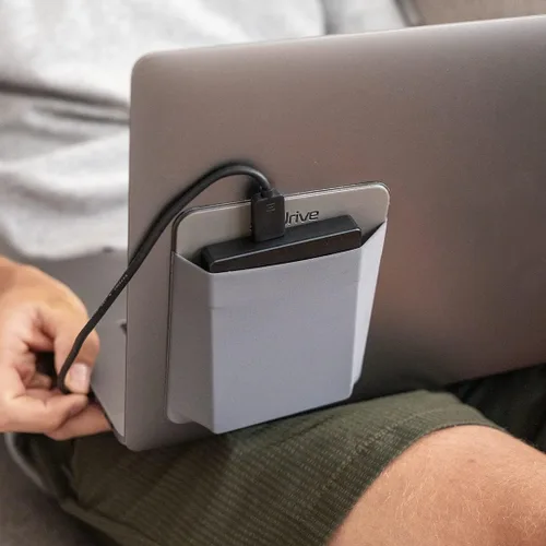 Vista 7 de Slipdrive - Funda de disco duro portátil para portátil - Unidad de disco duro HDD - Adhesivo reutilizable - Funda de transporte para disco duro Gris