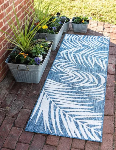 Vista 57 de Unique Loom - Tapete de la colección Outdoor Botanical, diseño de palmera (4.1 pies x 6.1 pies, rectangular, color azul/azul marino)