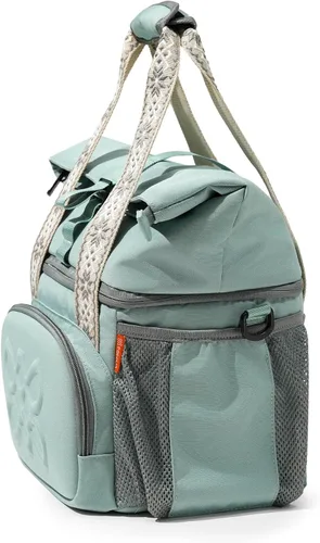 Vista 3 de Bolsa de almuerzo aislada con doble compartimento, con 2 compartimentos a prueba de fugas y tapa enrollable, lonchera de 13 L para el trabajo