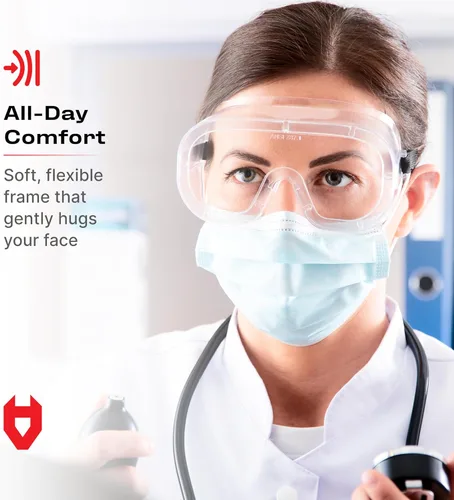 Vista 5 de NoCry Gafas de seguridad protectoras para laboratorio sin ventilación con revestimiento antiempañante, lentes transparentes resistentes a rayones