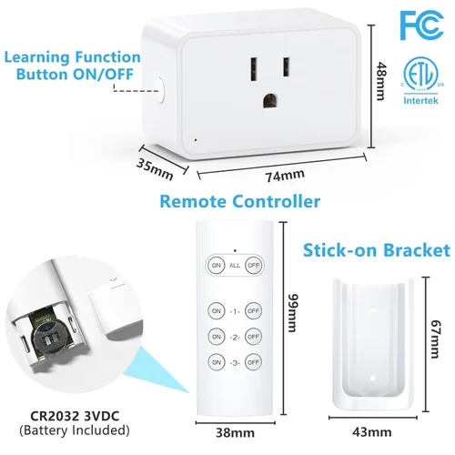Vista 3 de G-Homa Toma de corriente con control remoto, interruptor de enchufes eléctricos inalámbricos para electrodomésticos, luces navideñas, alcance de 100