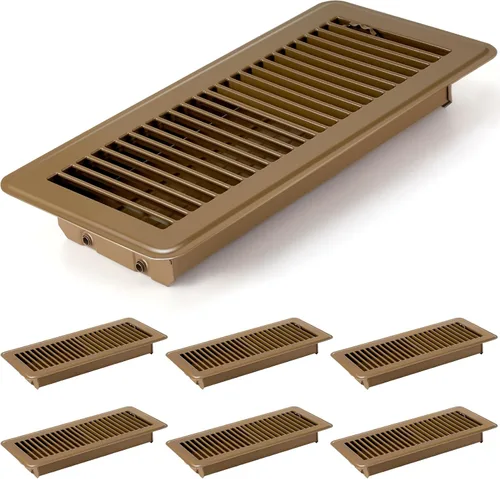 Vista 8 de Retisee 4 cubiertas de ventilación de registro de piso de 4 x 12 pulgadas, rejillas de ventilación de piso de acero resistente con flujo de aire Gris