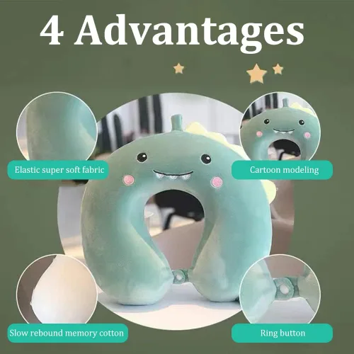 Vista 3 de Almohada de viaje para niños y adultos, almohada de cuello de espuma viscoelástica en forma de U, conveniente cojín de apoyo para el cuello