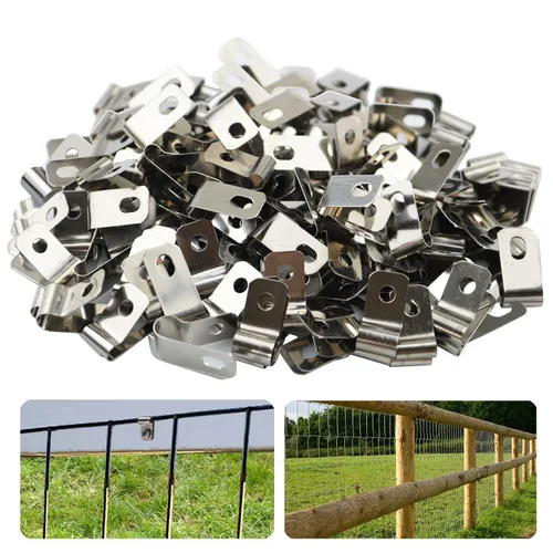 200 piezas abrazaderas de alambre para cerca, clips de montaje para cercado agrícola, clips de alambre de acero inoxidable, abrazadera de cable para