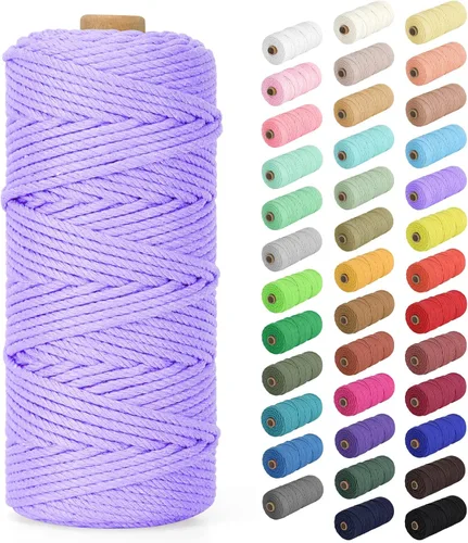 Vista 71 de Cuerda de macramé de 0.079 in x 220 yardas (656 pies), cuerda de algodón natural para colgar en la pared, ganchos de plantas, manualidades, Verde