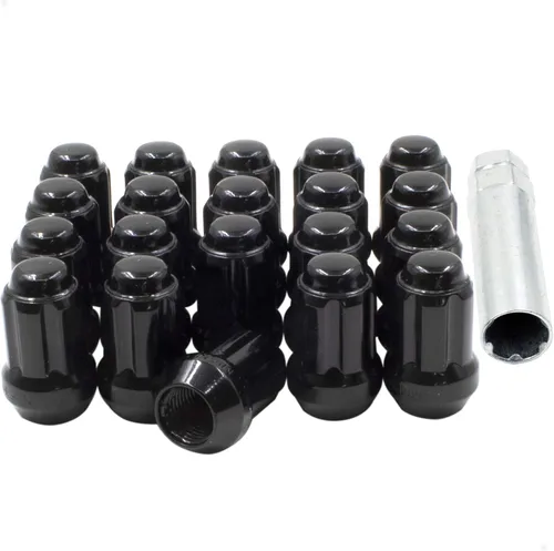 Vista 19 de Wheel Accessories Parts 20 piezas de tuercas de llanta M14x1.5, rosca de 14x1.5, tuerca de seguridad tipo bellota, 1.4" de largo, negras