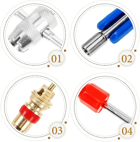 Vista 9 de Alasum 47pcs Tire Valve Stem Tool Set with Puller and Core Remover Blue Handle Valve Stem Installer for Car and Motorcycle Wheel Repair