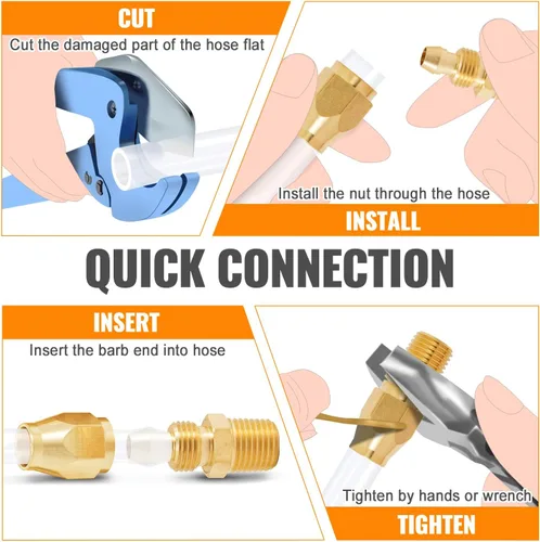 Vista 5 de SUNGATOR Accesorios de reparación de manguera de aire de 1/4 pulgadas, empalmadoras de manguera de aire NPT reutilizables de 1/4 pulgadas