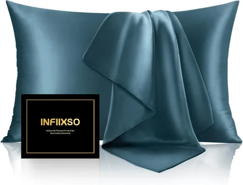 Vista 24 de INFIIXSO Funda de almohada de seda de morera, para cabello y piel, tamaño estándar, cremallera oculta, 20 x 26 pulgadas, suave y refrescante