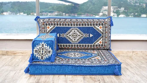 Vista 2 de arabicsofa Cojín de suelo turco individual – Juego de asientos tradicionales árabes Jalsa – Sofá oriental para sala de estar con almohadas