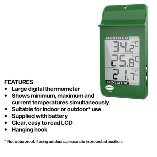 Vista 5 de Termómetro digital de invernadero máximo mínimo: monitorea las temperaturas máximas y mínimas para su uso en el invernadero de jardín o el hogar