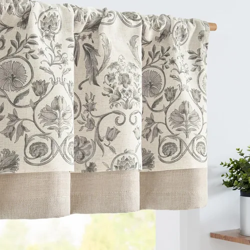 Vista 21 de JINCHAN - Cenefa de lino para cocina, cortina de ventana de doble capa de 16 pulgadas para sala de estar, dormitorio, baño, tratamiento de ventana