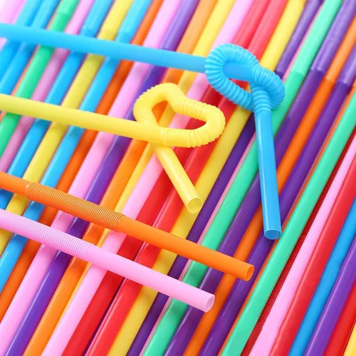 Vista 3 de 100 popotes de plástico flexibles, 10.24 pulgadas, coloridas pajitas flexibles desechables para decoración de fiestas.
