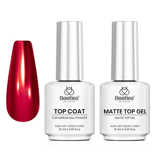 Vista 9 de Beetles Builder Gel & Gel Base y capa superior, 3 piezas de 0.3 onzas líquidas de gel de construcción para uñas, juego de acabado brillante y larga