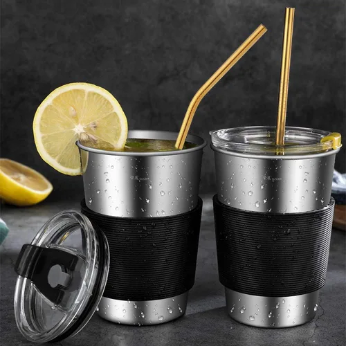 Vista 4 de Hiware Paquete de 12 pajitas de acero inoxidable doradas reutilizables con estuche, pajitas de metal para vasos de 30 onzas y 20 onzas, aptas